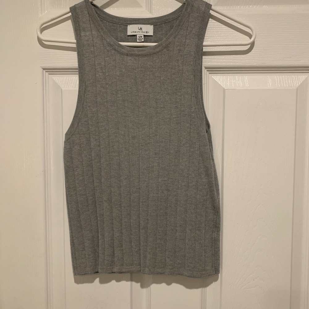 Grey/silver ribbed dress tank